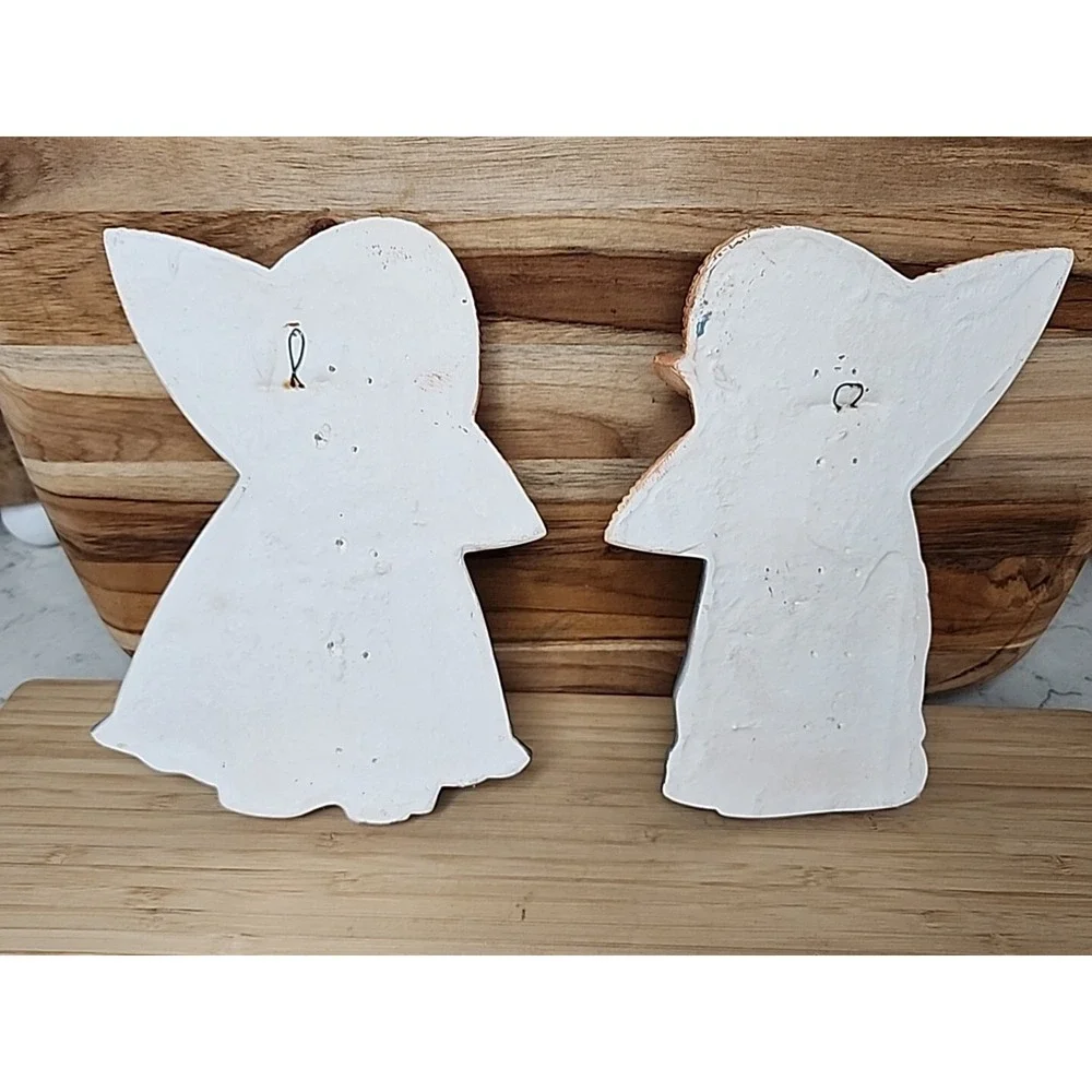 Vtg Miller Studio Hand Painted Chalkware Pioneer Boy & Girl Wall Hangings 7